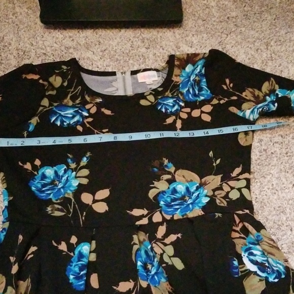 LuLaRoe Dress, Bright Blue Flowers Medium - Picture 7 of 8